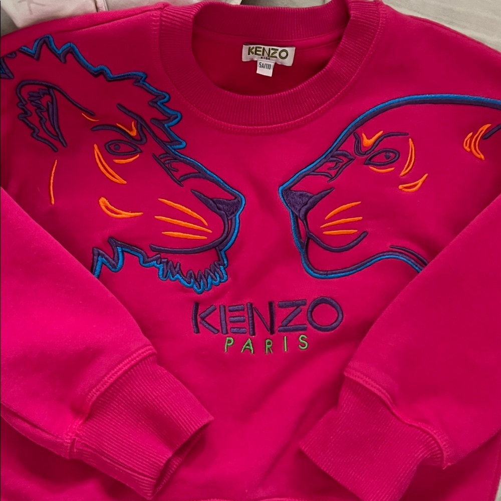 Kenzo Fuchsia Sweatshirt with Embroidered Animal Motif
